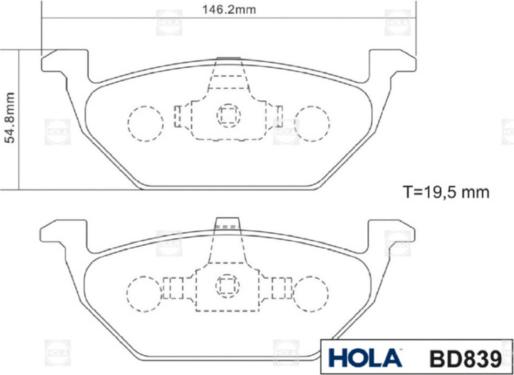 Hola BD839 - Bremžu uzliku kompl., Disku bremzes ps1.lv