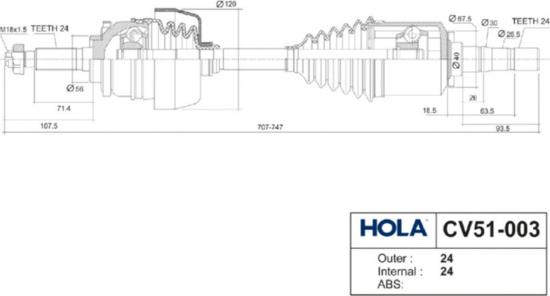 Hola CV51-003 - Piedziņas vārpsta ps1.lv