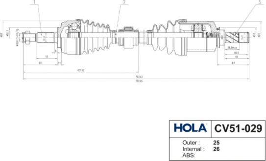 Hola CV51-029 - Piedziņas vārpsta ps1.lv