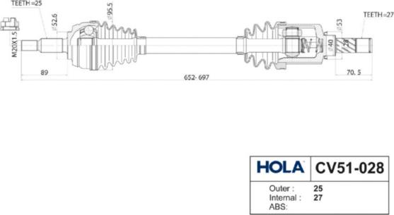 Hola CV51-028 - Piedziņas vārpsta ps1.lv