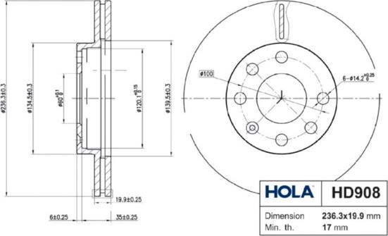 Hola HD908 - Bremžu diski ps1.lv