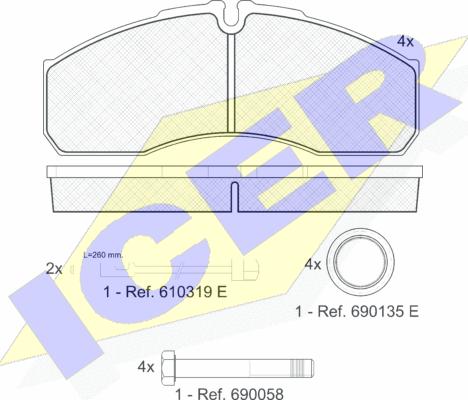 Icer 141499 - Bremžu uzliku kompl., Disku bremzes ps1.lv