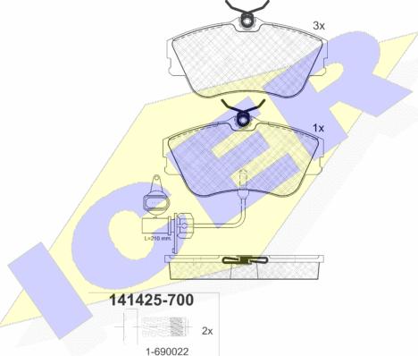 Icer 141425-700 - Bremžu uzliku kompl., Disku bremzes ps1.lv