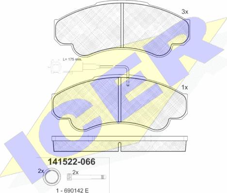 Icer 141522-066 - Bremžu uzliku kompl., Disku bremzes ps1.lv