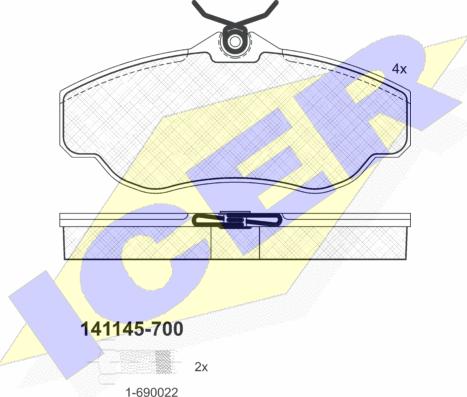 Icer 141145-700 - Bremžu uzliku kompl., Disku bremzes ps1.lv