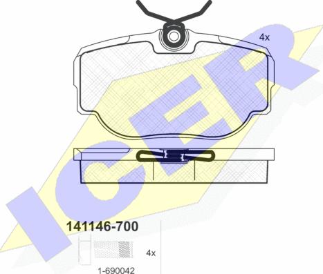 Icer 141146-700 - Bremžu uzliku kompl., Disku bremzes ps1.lv