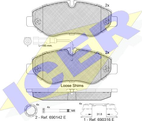 Icer 141846-066 - Bremžu uzliku kompl., Disku bremzes ps1.lv