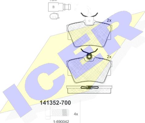 Icer 141352-700 - Bremžu uzliku kompl., Disku bremzes ps1.lv