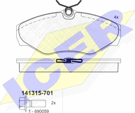 Icer 141315-701 - Bremžu uzliku kompl., Disku bremzes ps1.lv