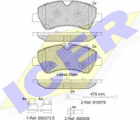 Icer 142116-203 - Bremžu uzliku kompl., Disku bremzes ps1.lv