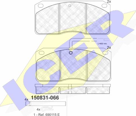 Icer 150831-066 - Bremžu uzliku kompl., Disku bremzes ps1.lv