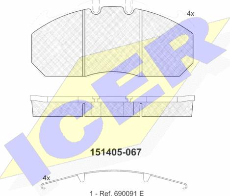 Icer 151405 - Bremžu uzliku kompl., Disku bremzes ps1.lv