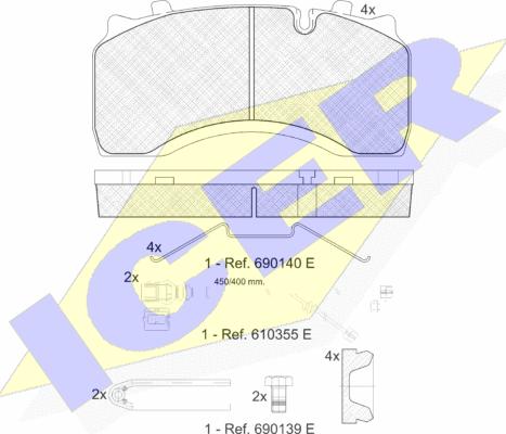 Icer 151430-122 - Bremžu uzliku kompl., Disku bremzes ps1.lv