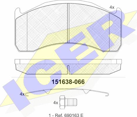 Icer 151638 - Bremžu uzliku kompl., Disku bremzes ps1.lv