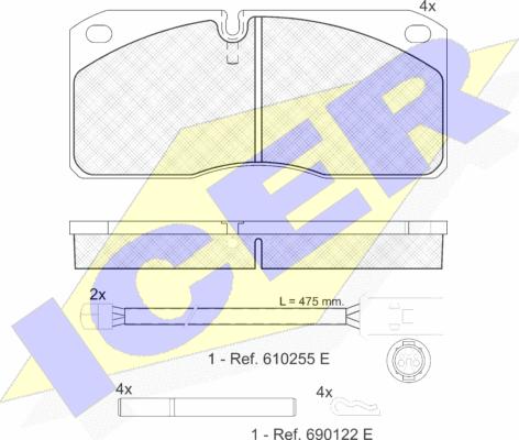 Icer 151078-116 - Bremžu uzliku kompl., Disku bremzes ps1.lv