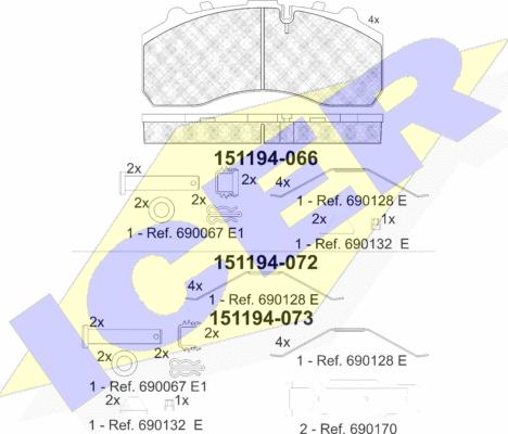 Icer 151194-073 - Bremžu uzliku kompl., Disku bremzes ps1.lv