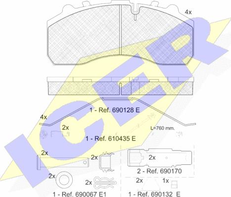 Icer 151194-225 - Bremžu uzliku kompl., Disku bremzes ps1.lv