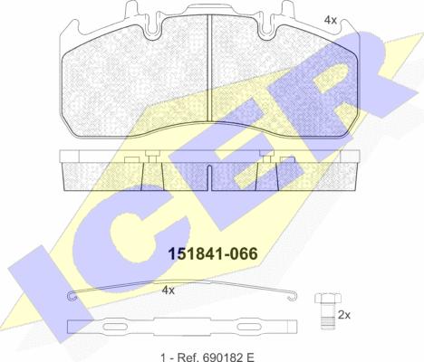 Icer 151841 - Bremžu uzliku kompl., Disku bremzes ps1.lv