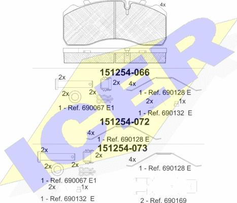 Icer 151254 - Bremžu uzliku kompl., Disku bremzes ps1.lv