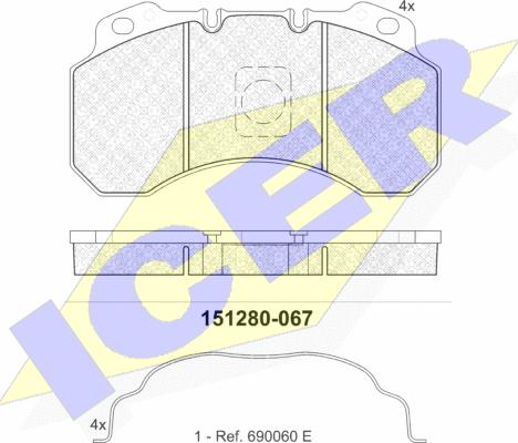 Icer 151280 - Bremžu uzliku kompl., Disku bremzes ps1.lv