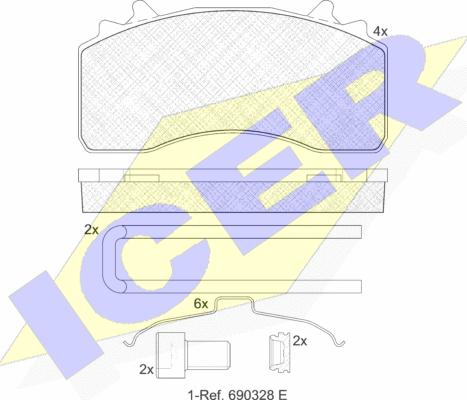 Icer 152154-066 - Bremžu uzliku kompl., Disku bremzes ps1.lv