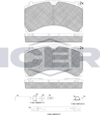 Icer 152123-066 - Bremžu uzliku kompl., Disku bremzes ps1.lv