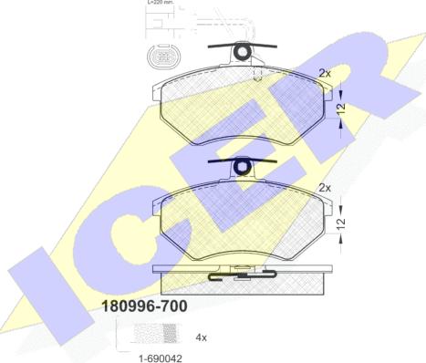 Icer 180996-700 - Bremžu uzliku kompl., Disku bremzes ps1.lv