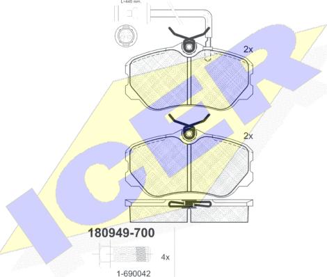 Icer 180949-700 - Bremžu uzliku kompl., Disku bremzes ps1.lv