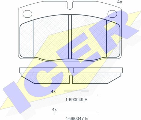 Icer 180454-072 - Bremžu uzliku kompl., Disku bremzes ps1.lv