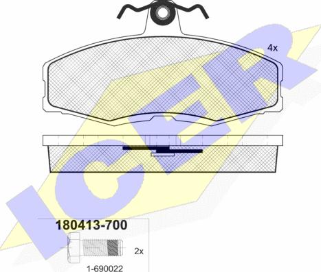 Icer 180413-700 - Bremžu uzliku kompl., Disku bremzes ps1.lv