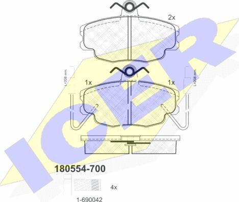 Icer 180554-700 - Bremžu uzliku kompl., Disku bremzes ps1.lv