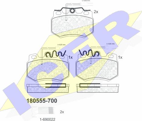 Icer 180555-700 - Bremžu uzliku kompl., Disku bremzes ps1.lv