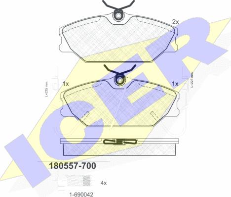 Icer 180557-700 - Bremžu uzliku kompl., Disku bremzes ps1.lv