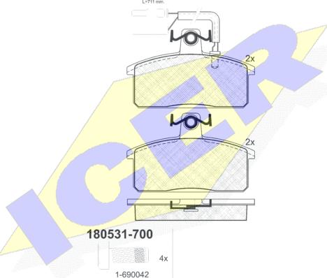 Icer 180531-700 - Bremžu uzliku kompl., Disku bremzes ps1.lv