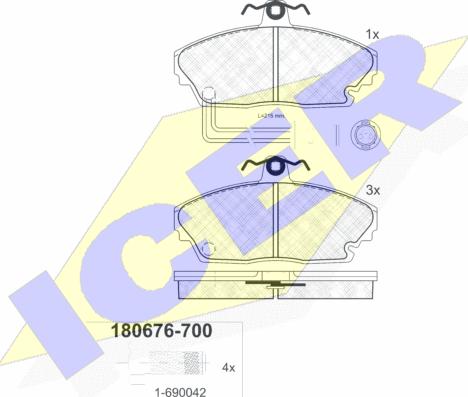 Icer 180676-700 - Bremžu uzliku kompl., Disku bremzes ps1.lv