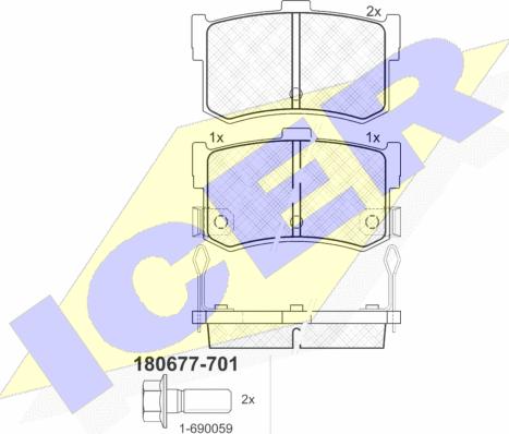 Icer 180677-701 - Bremžu uzliku kompl., Disku bremzes ps1.lv