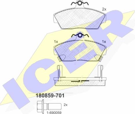 Icer 180859-701 - Bremžu uzliku kompl., Disku bremzes ps1.lv