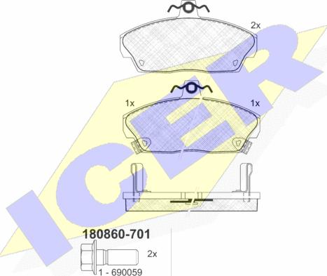 Icer 180860-701 - Bremžu uzliku kompl., Disku bremzes ps1.lv