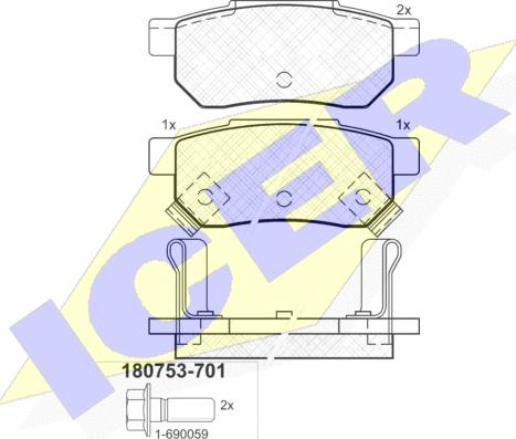 Icer 180753-701 - Bremžu uzliku kompl., Disku bremzes ps1.lv