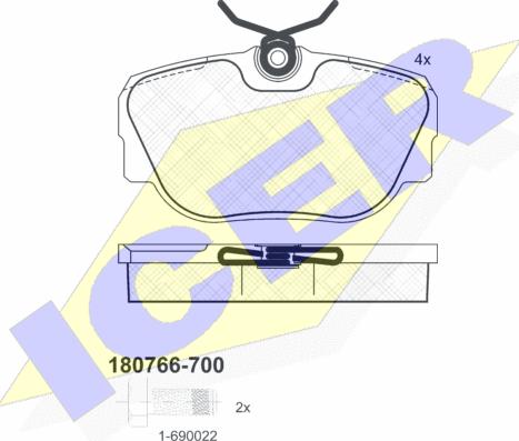 Icer 180766-700 - Bremžu uzliku kompl., Disku bremzes ps1.lv