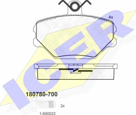 Icer 180780-700 - Bremžu uzliku kompl., Disku bremzes ps1.lv