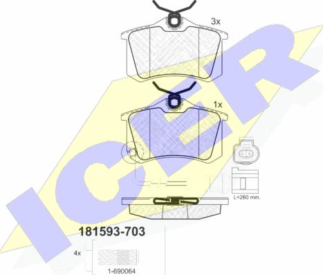 Icer 181593-703 - Bremžu uzliku kompl., Disku bremzes ps1.lv