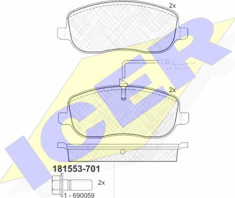 Icer 181553-701 - Bremžu uzliku kompl., Disku bremzes ps1.lv