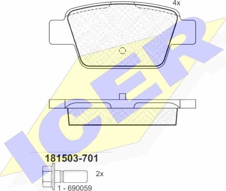 Icer 181503-701 - Bremžu uzliku kompl., Disku bremzes ps1.lv