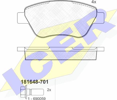 Icer 181648-701 - Bremžu uzliku kompl., Disku bremzes ps1.lv