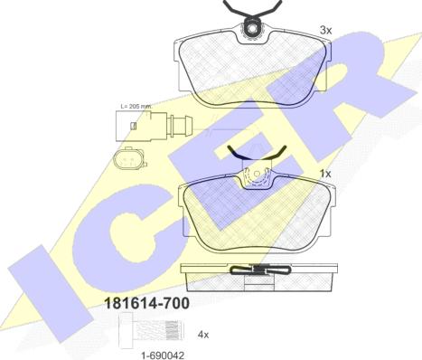 Icer 181614-700 - Bremžu uzliku kompl., Disku bremzes ps1.lv