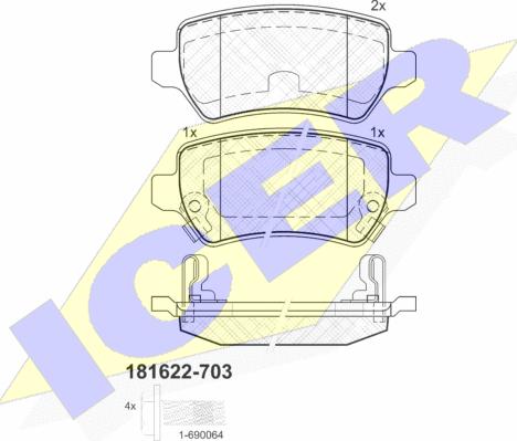 Icer 181622-703 - Bremžu uzliku kompl., Disku bremzes ps1.lv