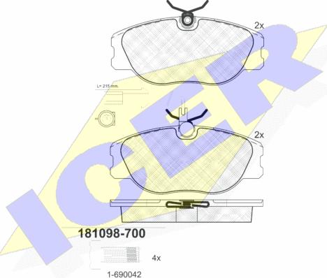 Icer 181098-700 - Bremžu uzliku kompl., Disku bremzes ps1.lv