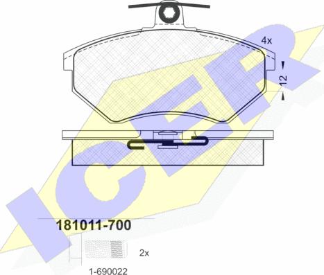 Icer 181011-700 - Bremžu uzliku kompl., Disku bremzes ps1.lv