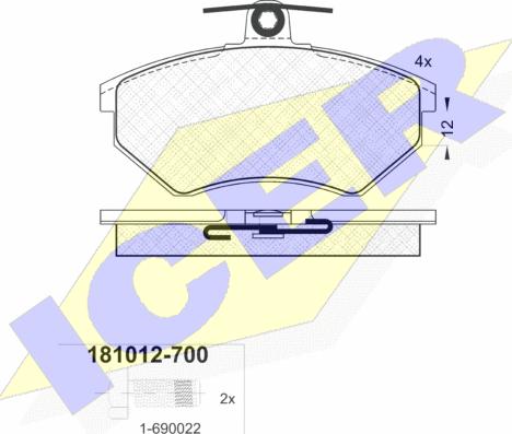 Icer 181012-700 - Bremžu uzliku kompl., Disku bremzes ps1.lv